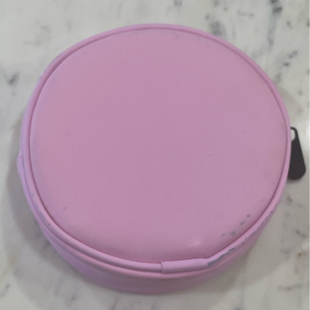 Dior Round Cosmetic Perfume Makeup Bag Pouch Pink Jewelry Travel Case Bag 5” W - Picture 5 of 13